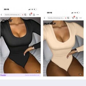 NWOT SHEIN Black and Cream Long Sleeve Bodysuits